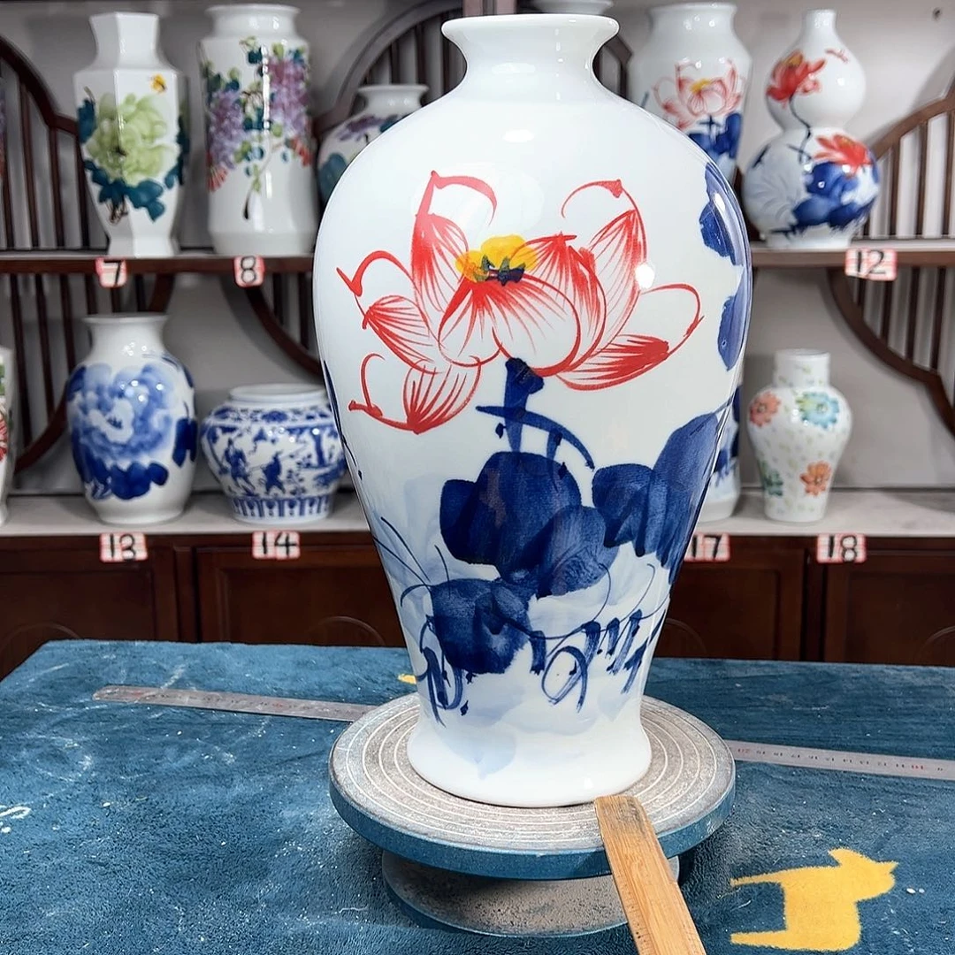 摆件景德镇陶瓷梅荷花