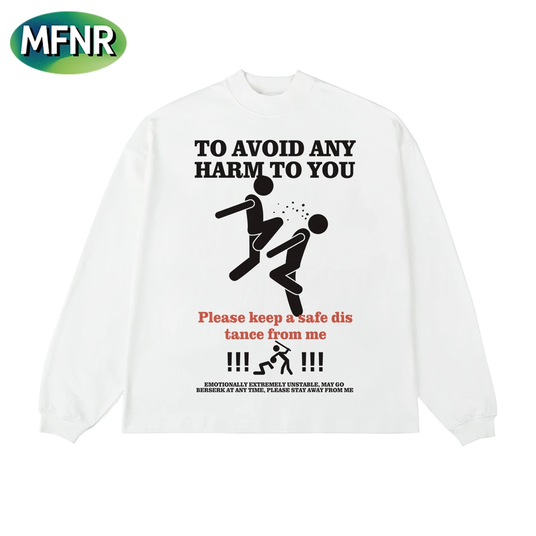 小众街头个性设计感印花长袖T恤男情侣秋冬百搭重磅纯棉打底上衣