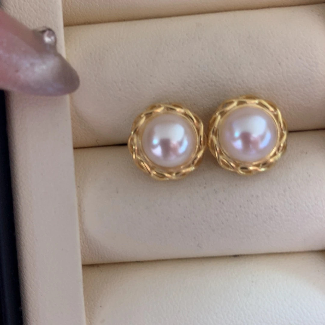 海水珍珠耳饰银S925镶嵌