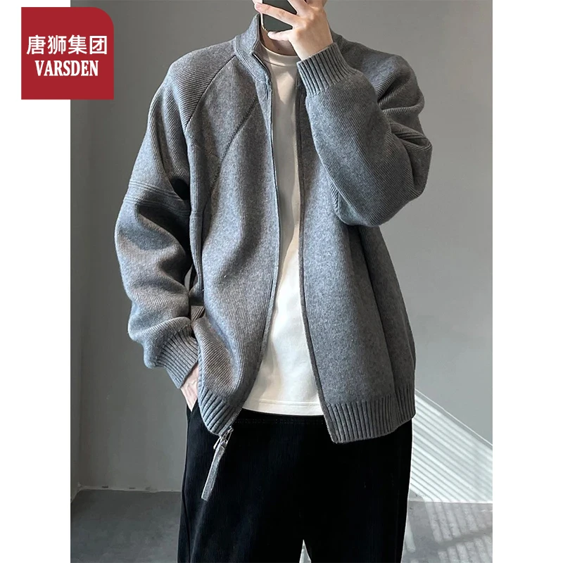 唐狮集团Varsden重磅慵懒风针织开衫秋季美式复古情侣款宽松外套