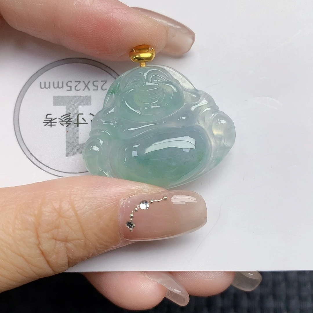 颈饰18K金镶嵌翡翠佛公