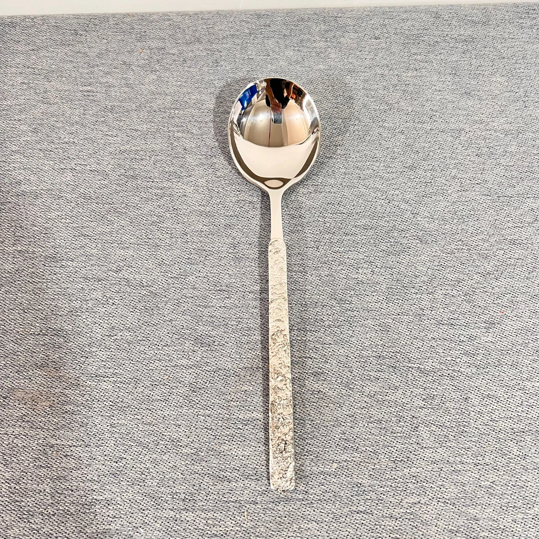 A30 316不锈钢岩石纹汤更饭勺吃饭勺子西餐勺中餐勺 约长20CM