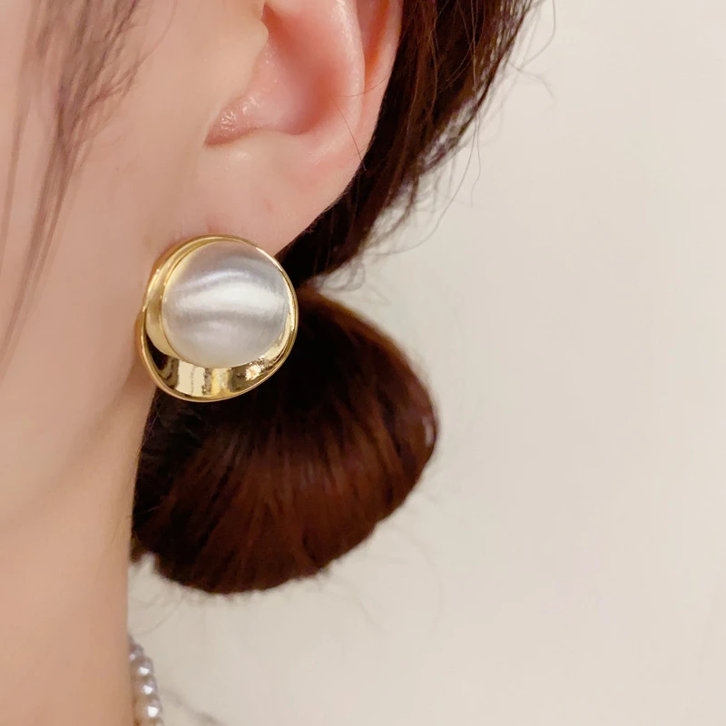 铜合金耳饰 新款设计感撞色几何方形圆形耳钉个性独特冷淡风耳环