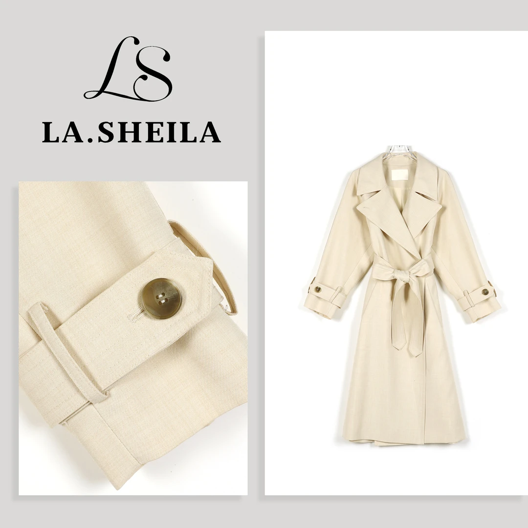 LA.Sheila“英格兰”送腰带气质长款风衣253-FY/0813-25001