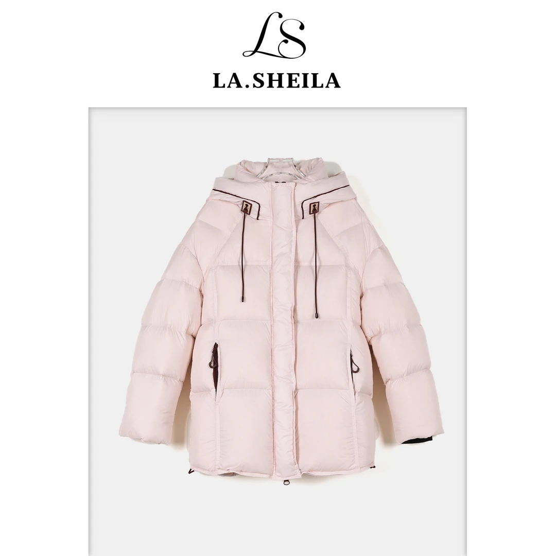LA.Sheila连帽抽绳中长保暖羽绒服254-YRF/1117-88816