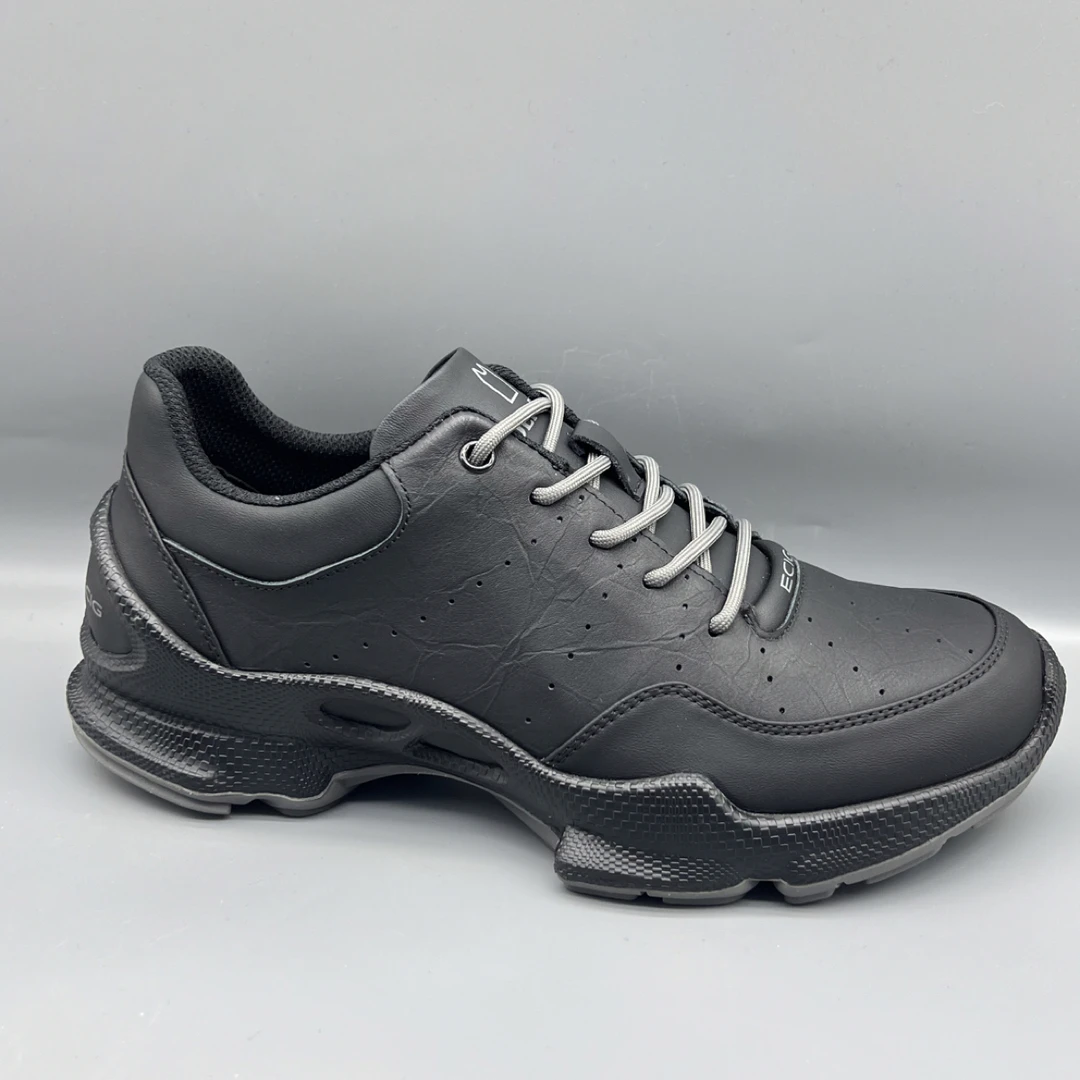 广州狼耳秋冬新款踪迹系列 pu实心鞋底头层牛皮 男士休闲健步皮鞋