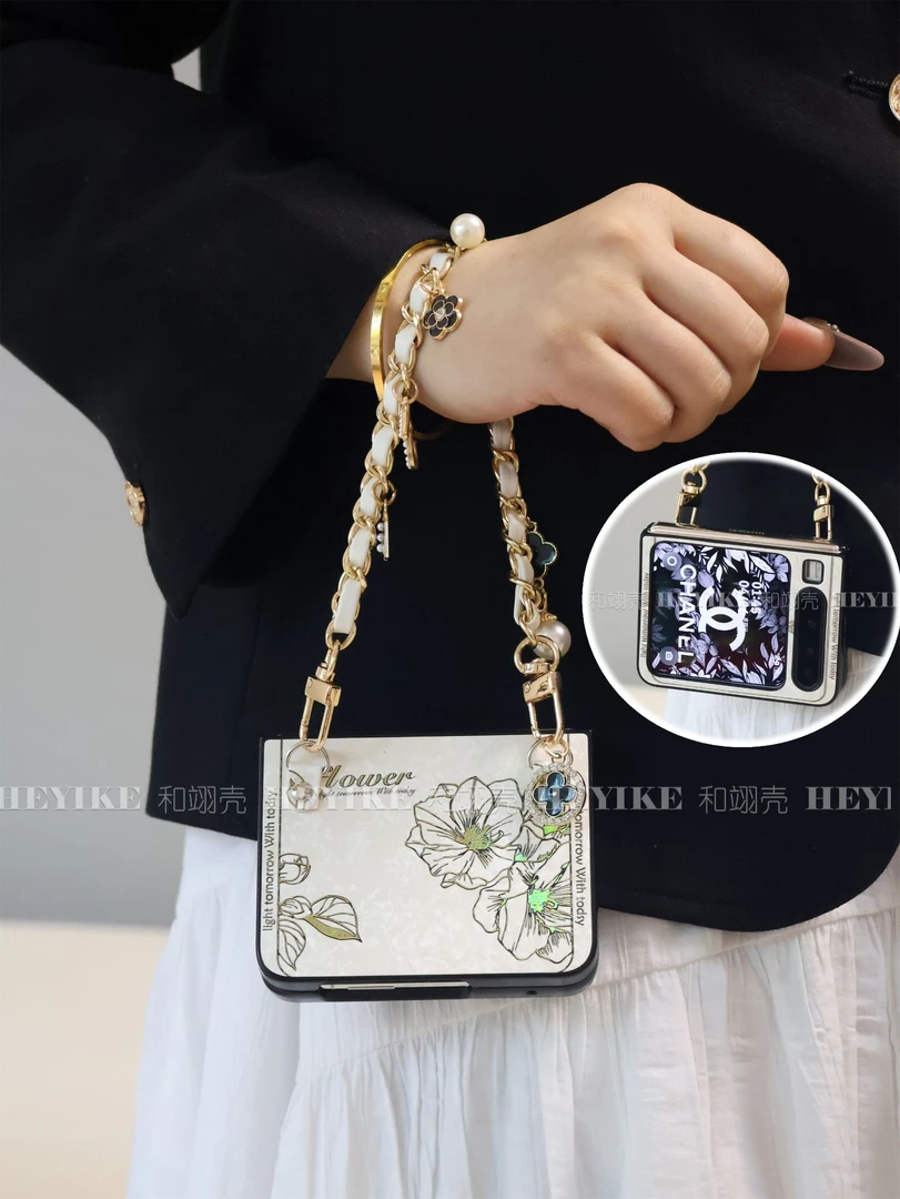 适用华为purax手机壳米白山茶花烫金阔折叠典藏版mixflip斜挎防摔