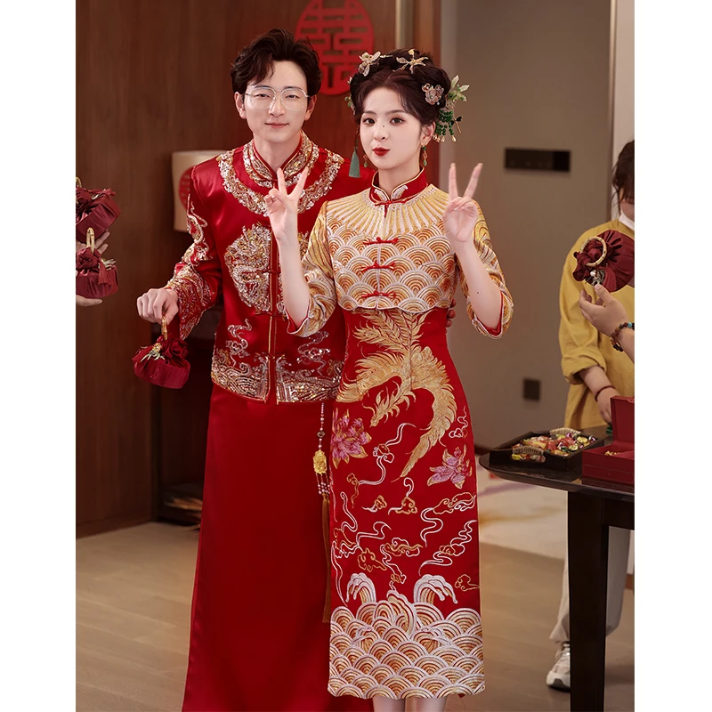 秀禾服新娘明星同款旗袍2025年新款敬酒服中式嫁衣婚礼服婚宴套装