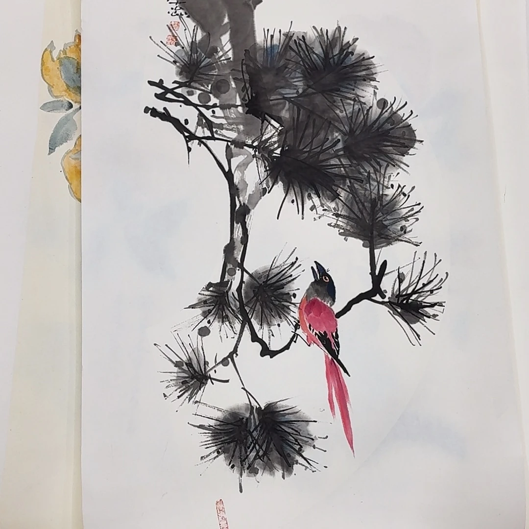 国画3366尺寸花鸟一张