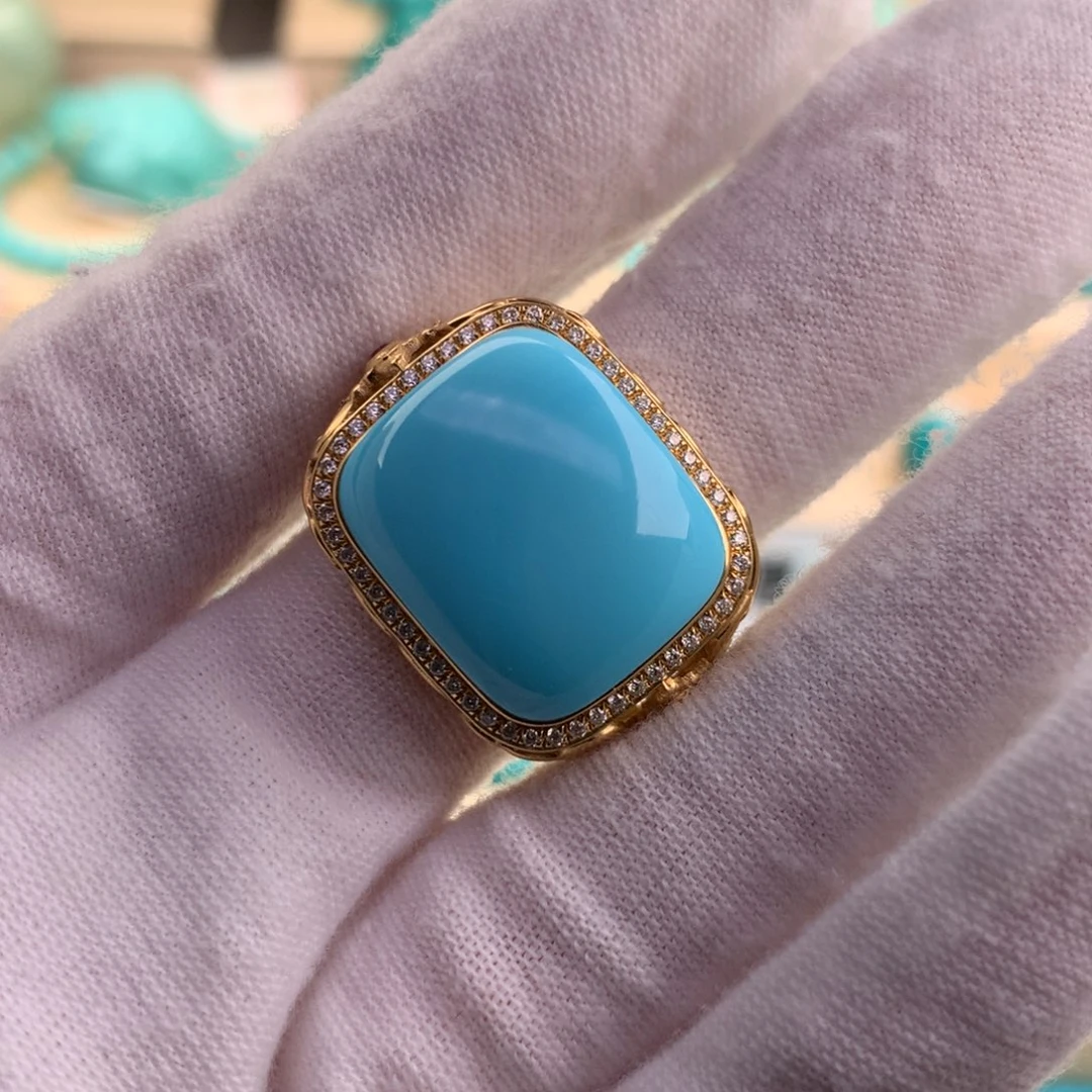 绿松石珠宝奇石18K金镶嵌蕟