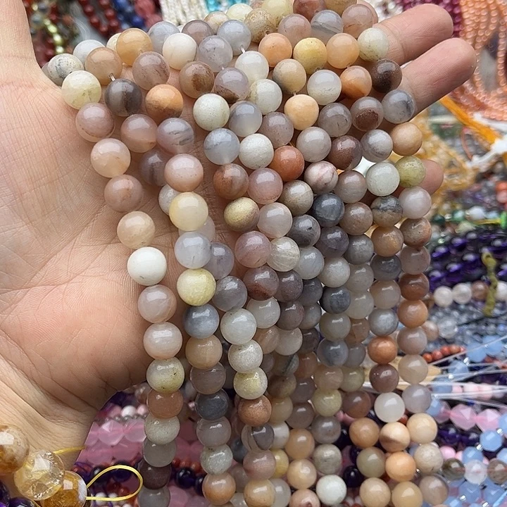 玛瑙/玉髓未镶嵌珠宝半成品2条10mm彩东陵