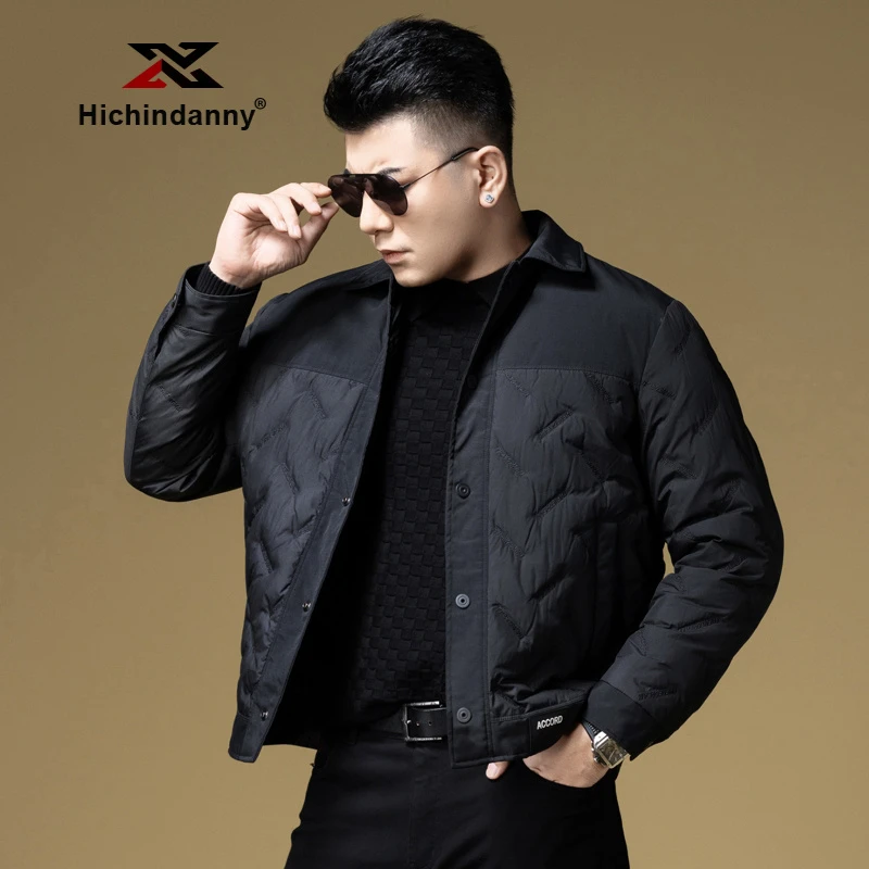 HICHIN轻薄羽绒服男士冬季新款商务休闲保暖翻领加厚短款羽绒外套