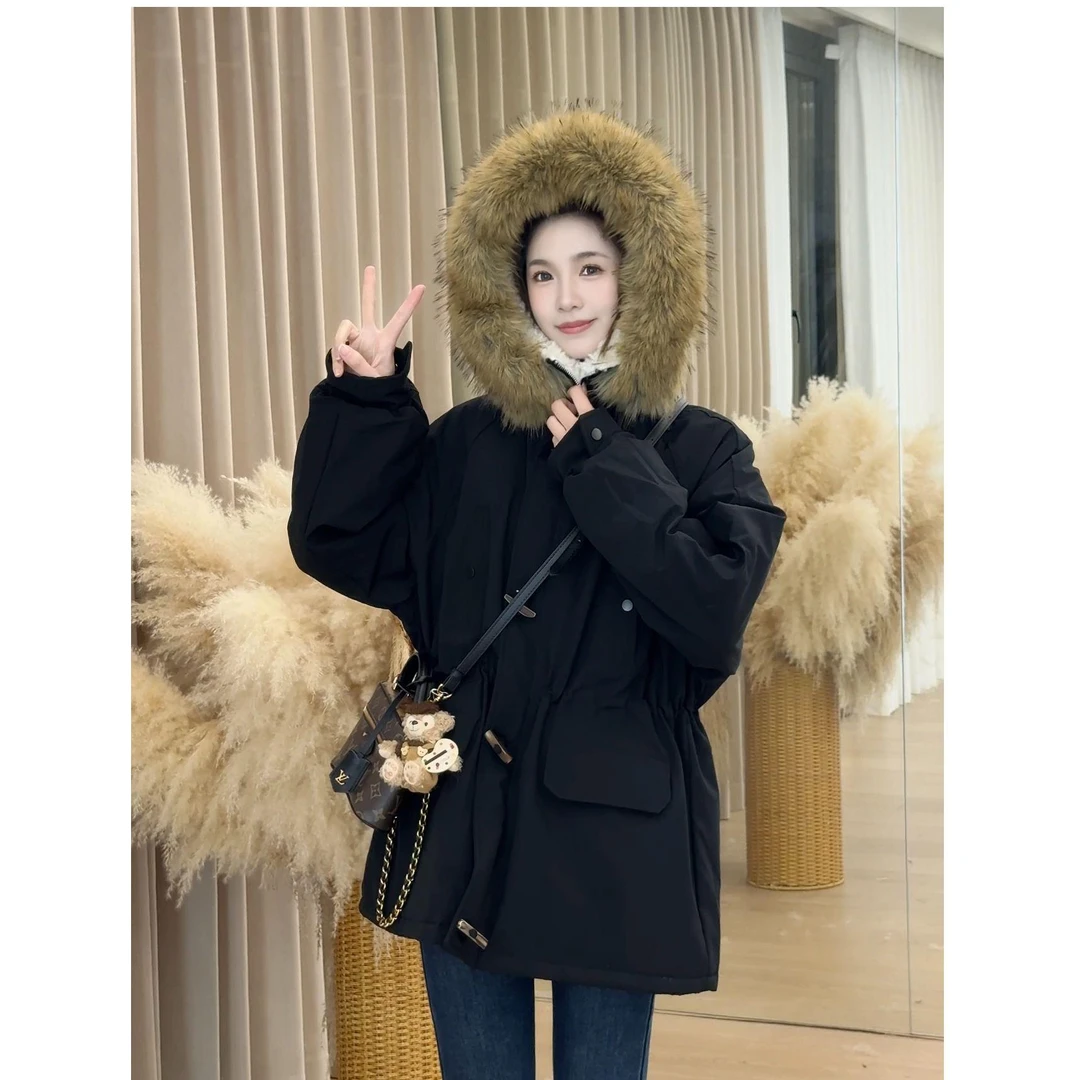 【与默推荐】冬季加厚加绒新款时尚休闲外套毛领可拆卸棉服派克服