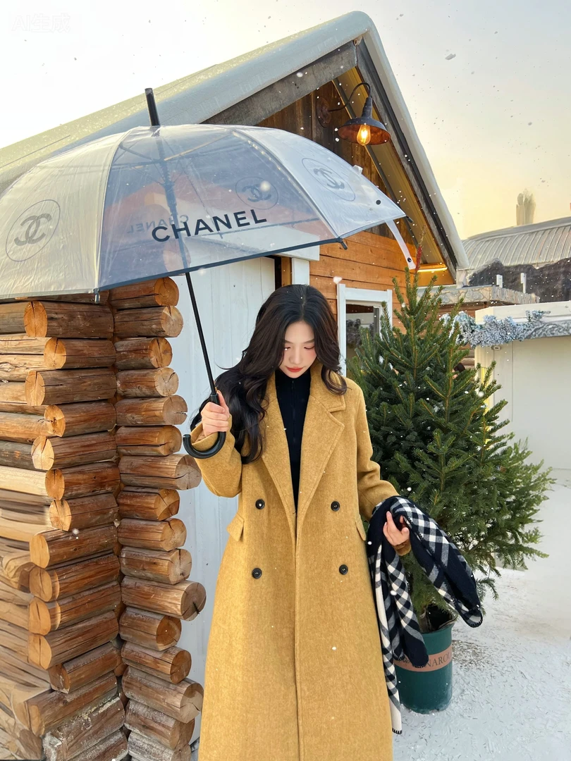 「松本可可」秋季韩版宽松·通勤气质羊毛大衣女长款加棉加厚保暖966