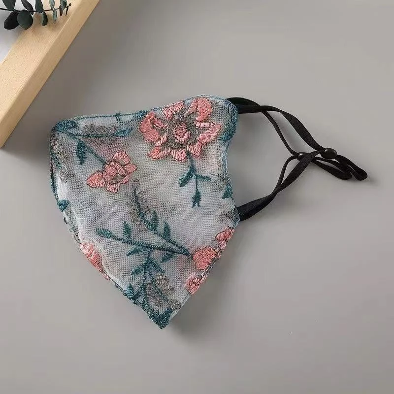 成人透气防尘国风面罩透明色防晒口罩刺绣爆款