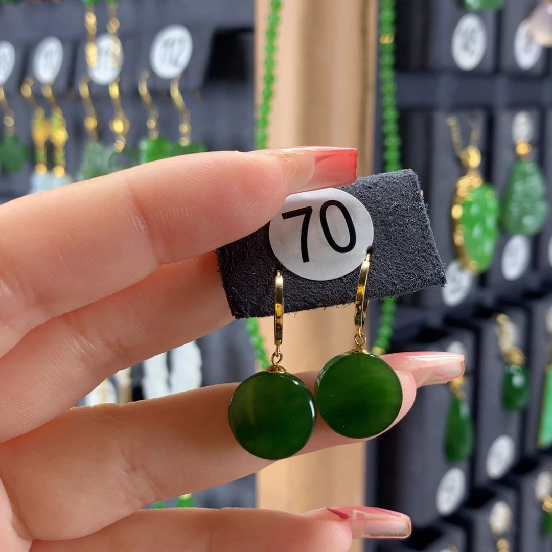 和田玉耳饰18K金镶嵌?***?