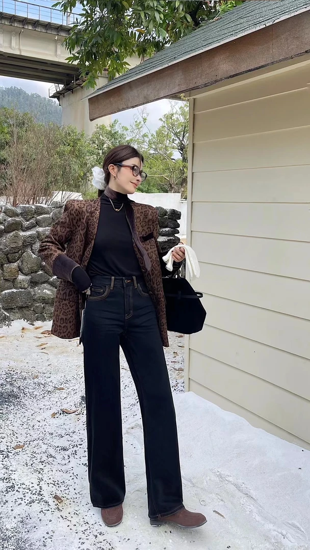 拖地阔腿裤时尚百搭加绒显瘦D002