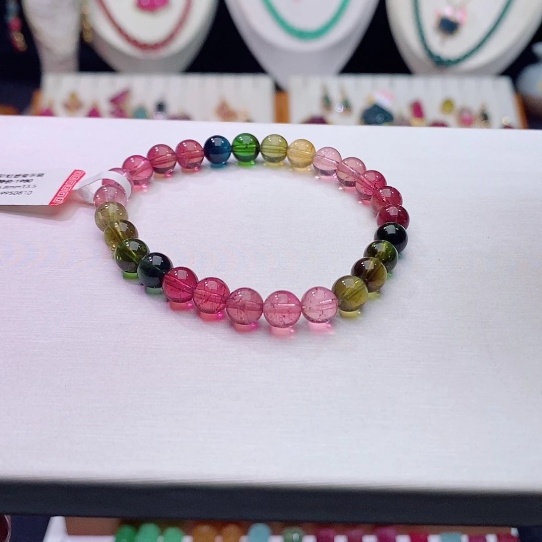 碧玺碧玺m未镶嵌彩虹手链