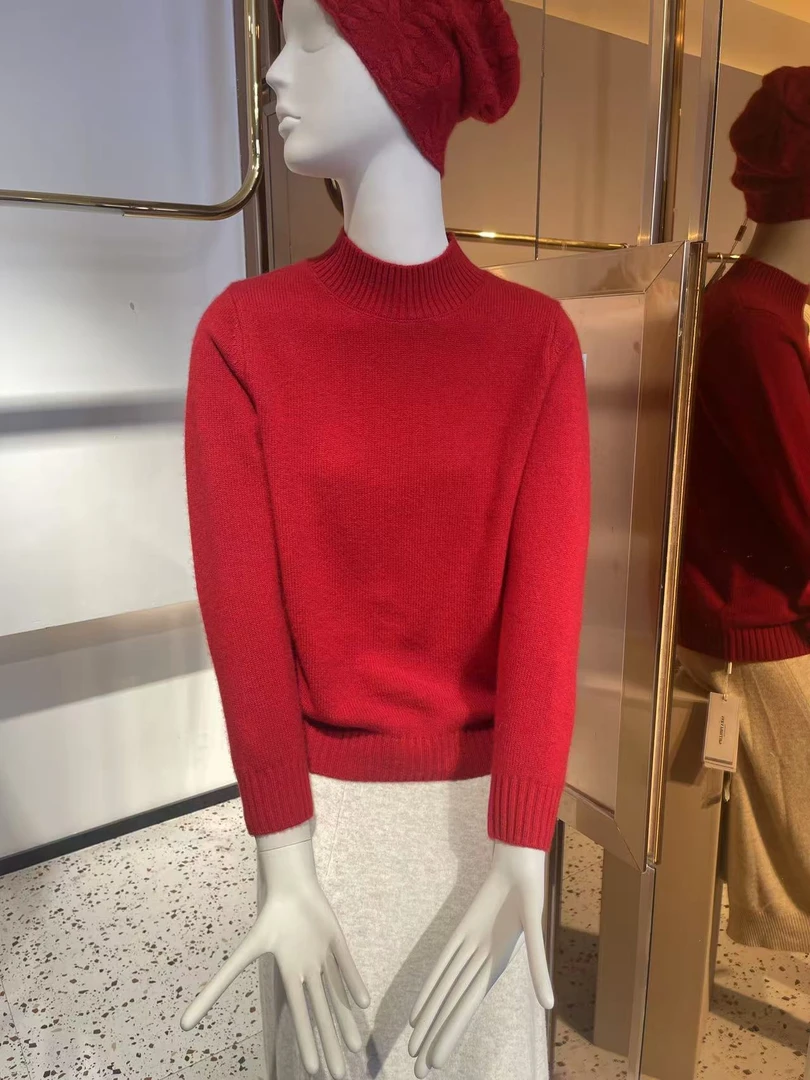 saraphillips女士半高领双股山羊绒休闲套头衫正牌一等品纯羊绒衫