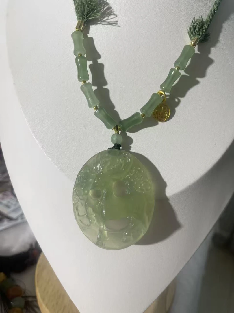 【抖音质检发货】纯天然品种岫玉鹿生花毛衣链
