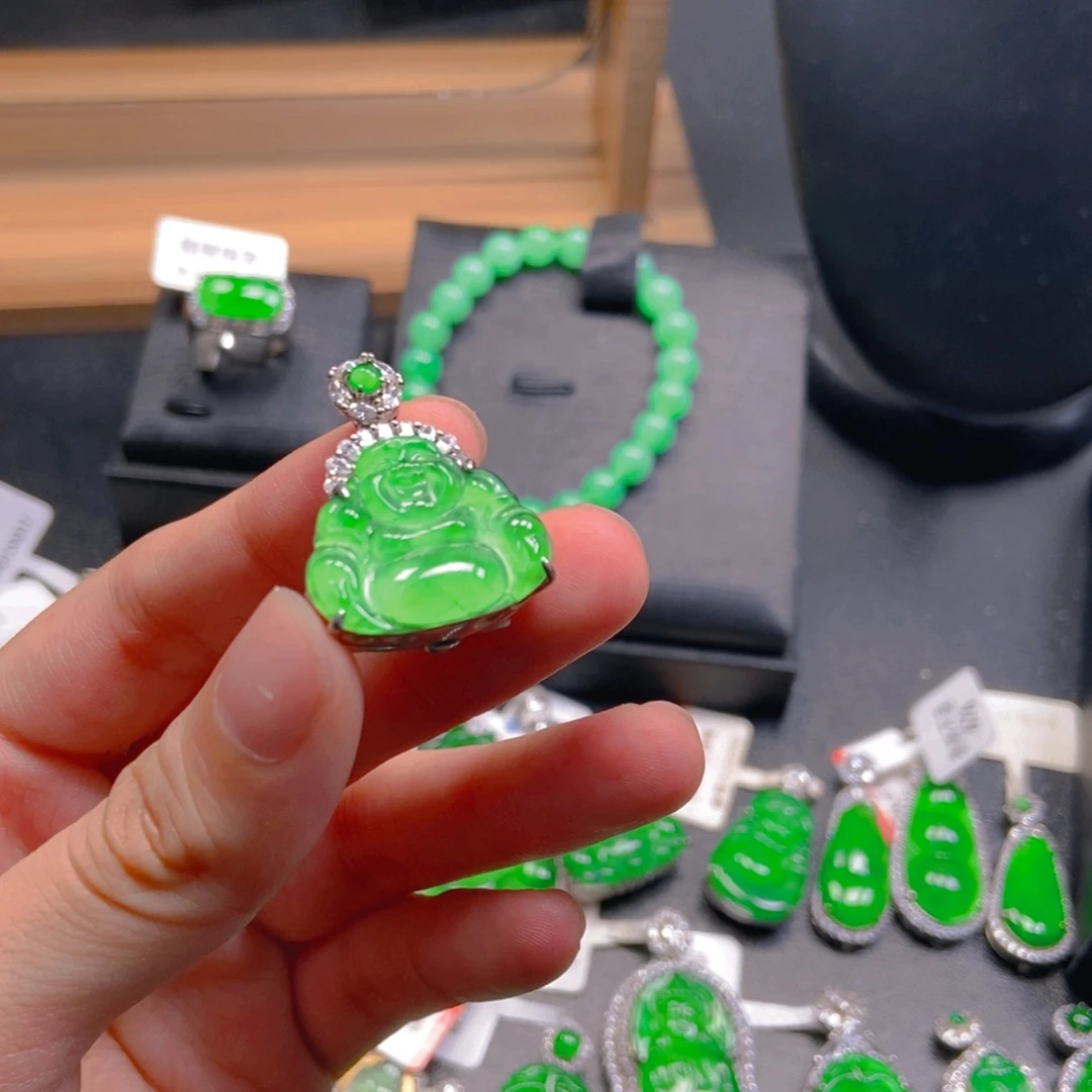翡翠银S925镶嵌吊坠(不含链)