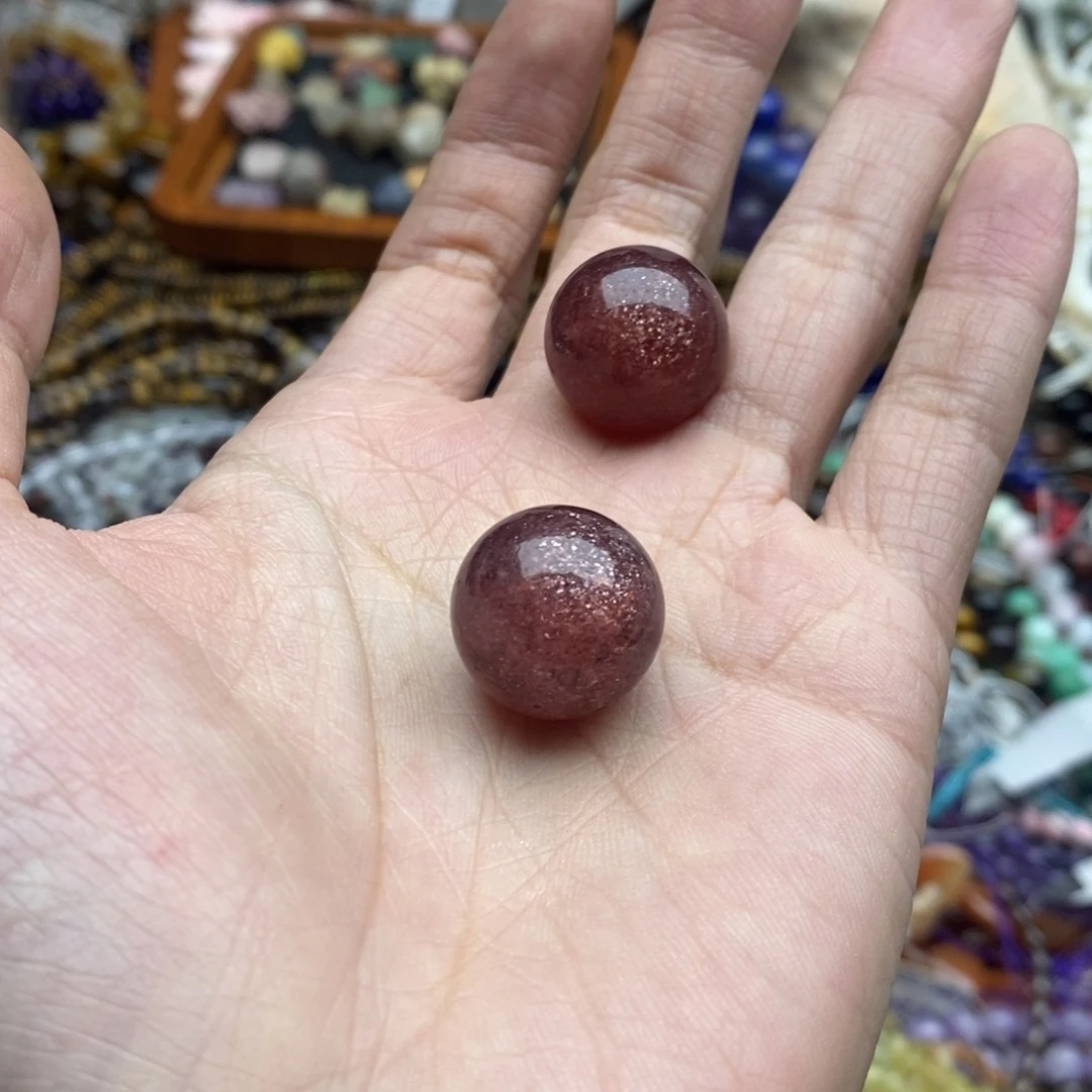 玛瑙/玉髓未镶嵌珠宝半成品一颗天然18mm+老矿草莓晶