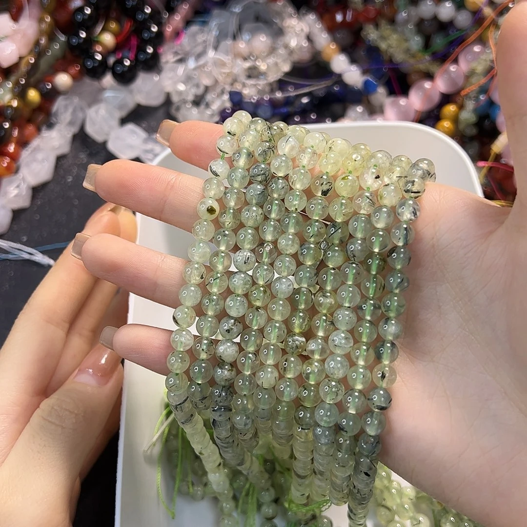 玛瑙/玉髓未镶嵌珠宝半成品葡萄石卡6一条