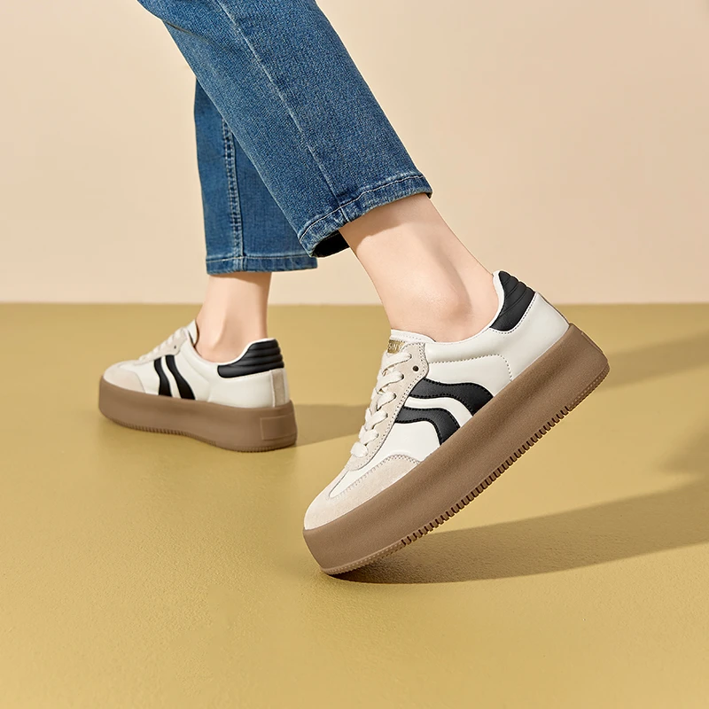 卓家拼色厚底小白鞋女夏时尚耐磨增高休闲板鞋ins德训鞋4Q1A23621