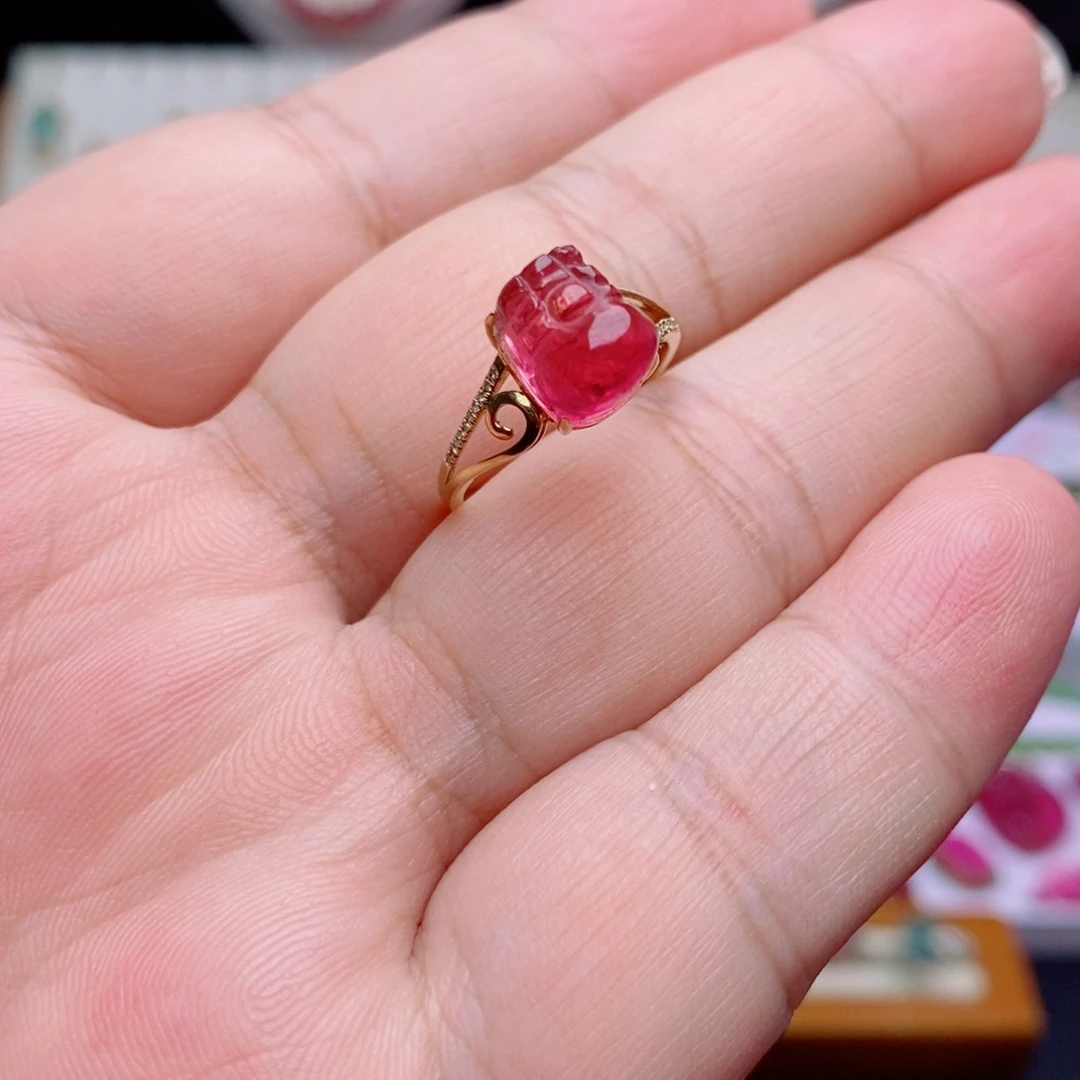 戒指18K金镶嵌碧玺碧玺