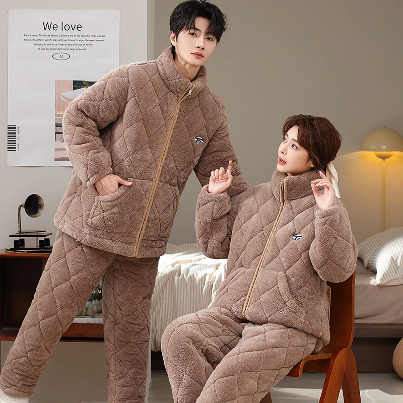 【极寒保暖】情侣同款保暖家居服套装冬季三层加厚睡衣家居服套装