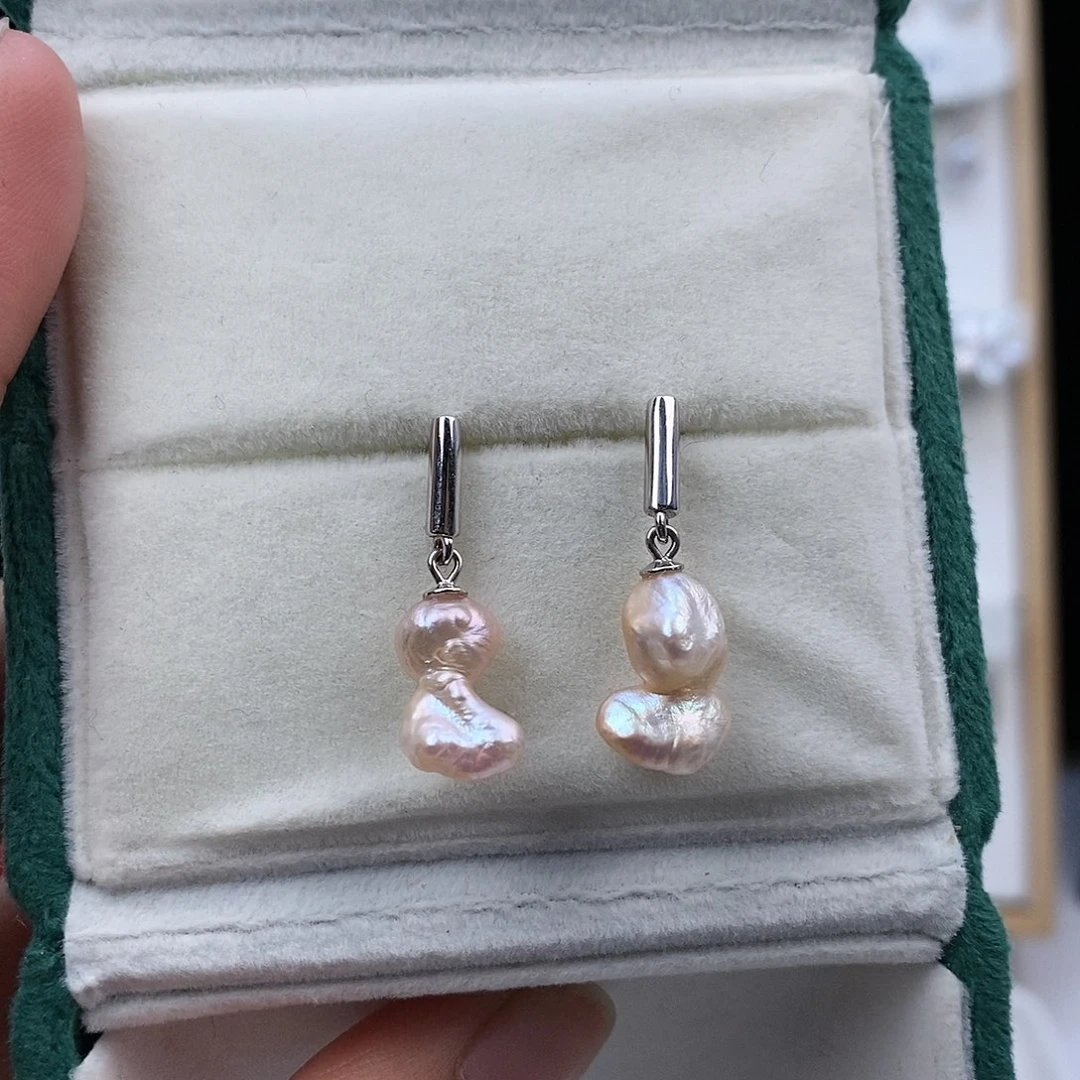 银S925镶嵌淡水珍珠耳饰