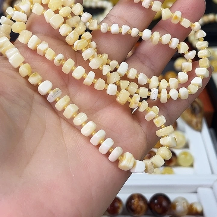 琥珀颈饰未镶嵌白花串12
