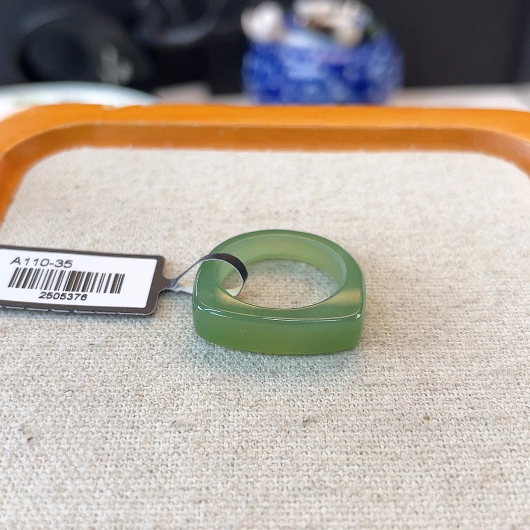 未镶嵌戒指和田玉c41 翠青马鞍16.6