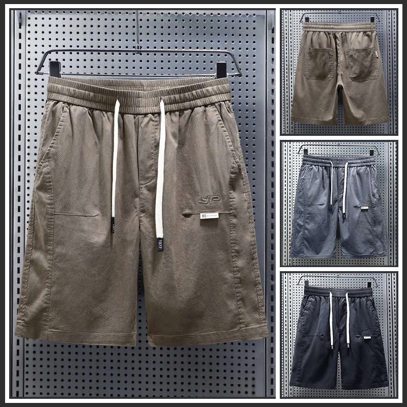 夏季新款莱赛尔天丝短裤男爆款休闲五分运动中裤潮牌流行五分裤子