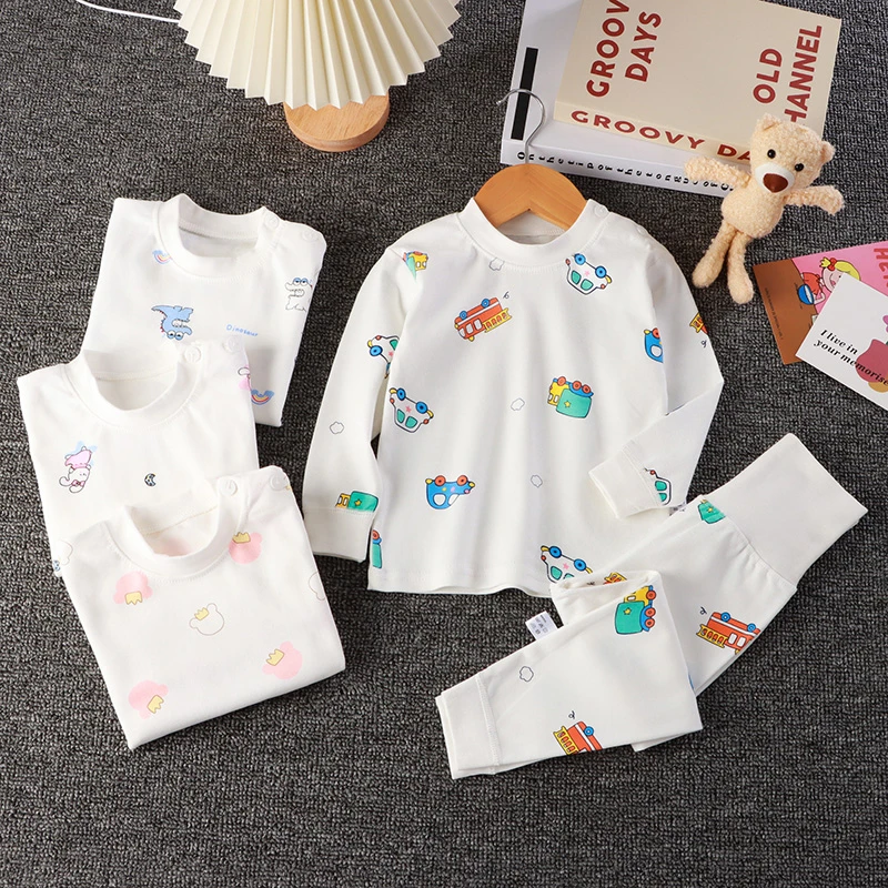 儿童秋衣套装男女童适用高腰护腹秋裤a类