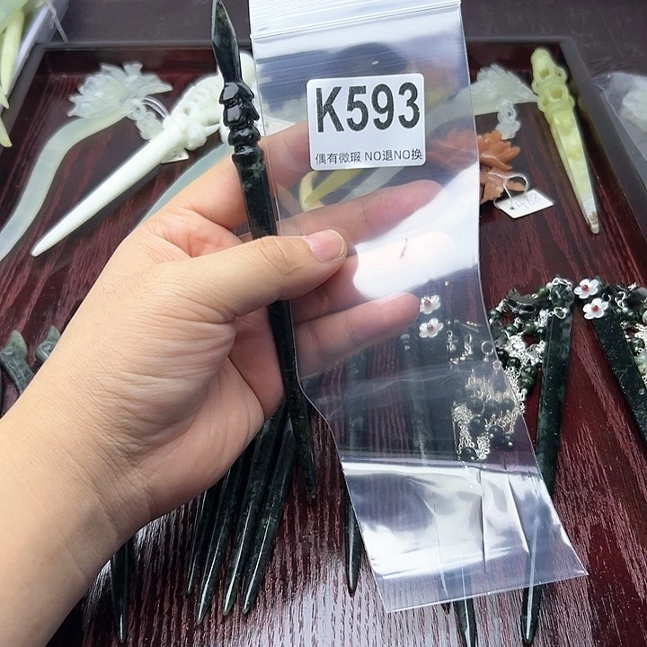 蛇纹石玉发饰合金冷***夜