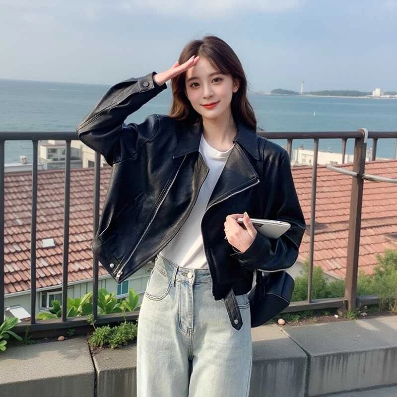 【春秋冬推荐】小皮衣外套女秋冬短款时尚显瘦皮衣气质翻领小个子