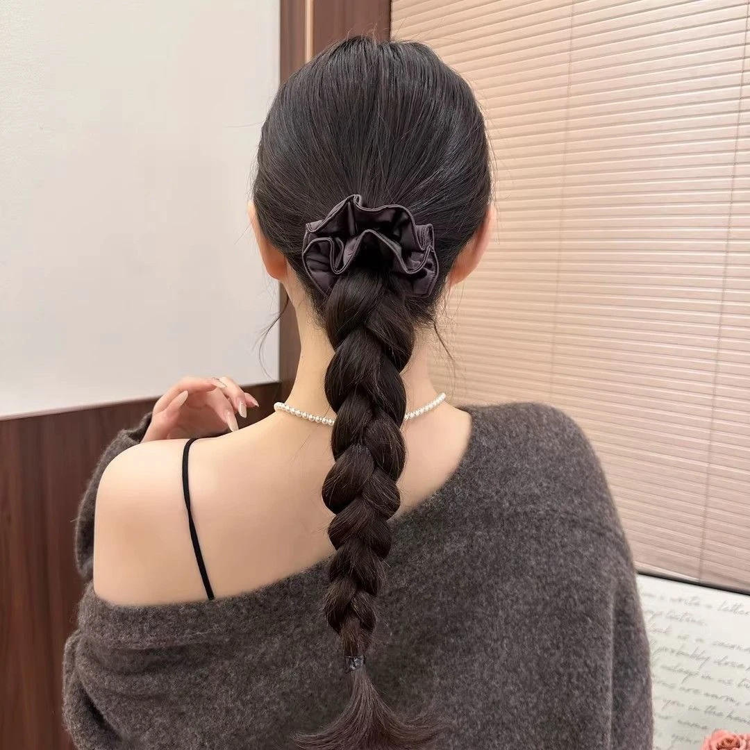 韩版纯色木耳边小肠发圈高级感扎马尾丸子头发绳高弹力皮筋头饰