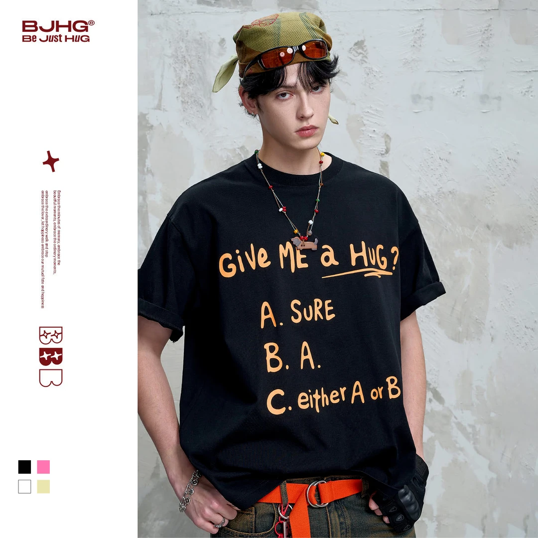 【专属】BJHG美式短袖t恤男款夏季2025新款潮牌高街情侣半袖体恤