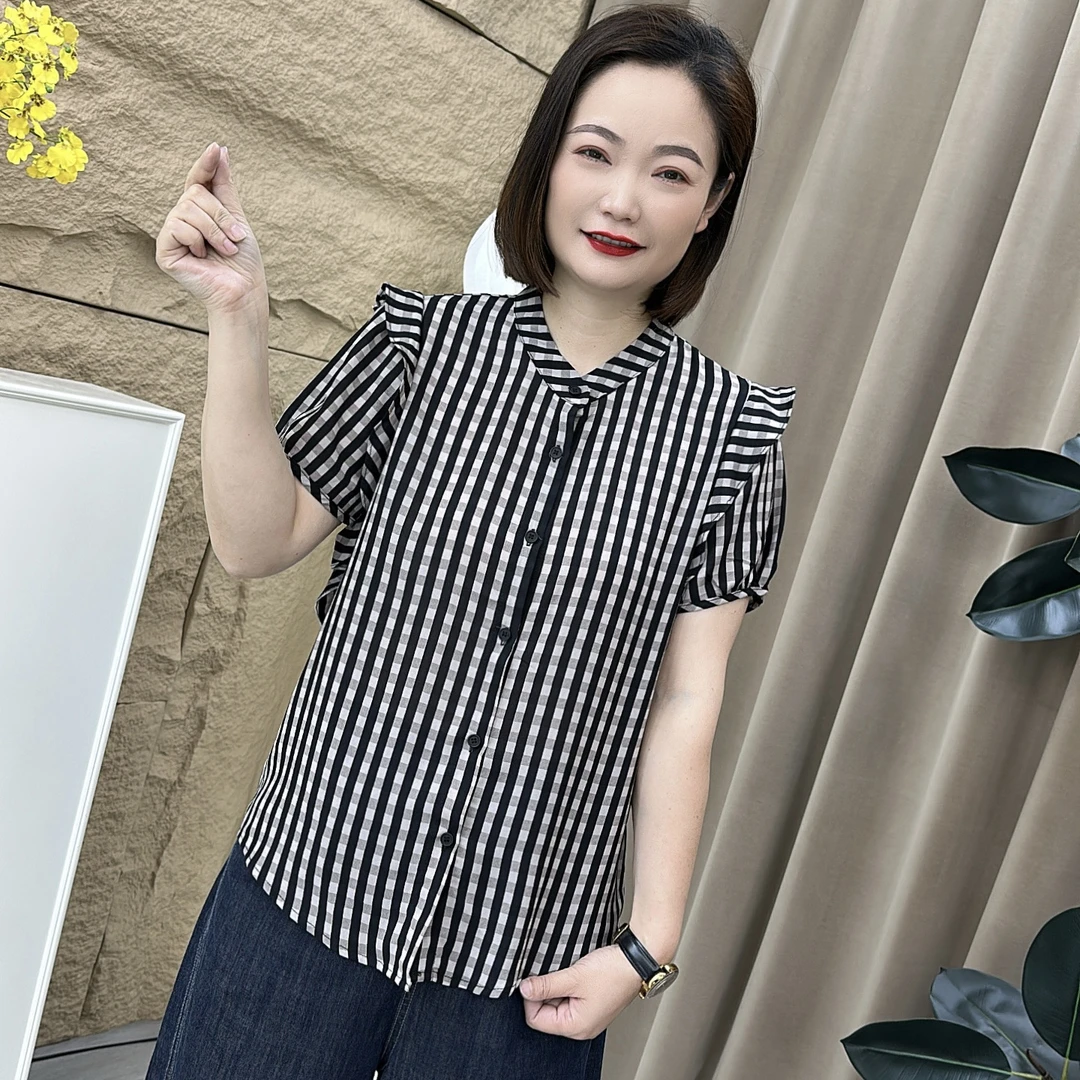 夏季新款薄款爆款时尚洋气流行休闲显瘦女士花边短袖衬衫HL2371