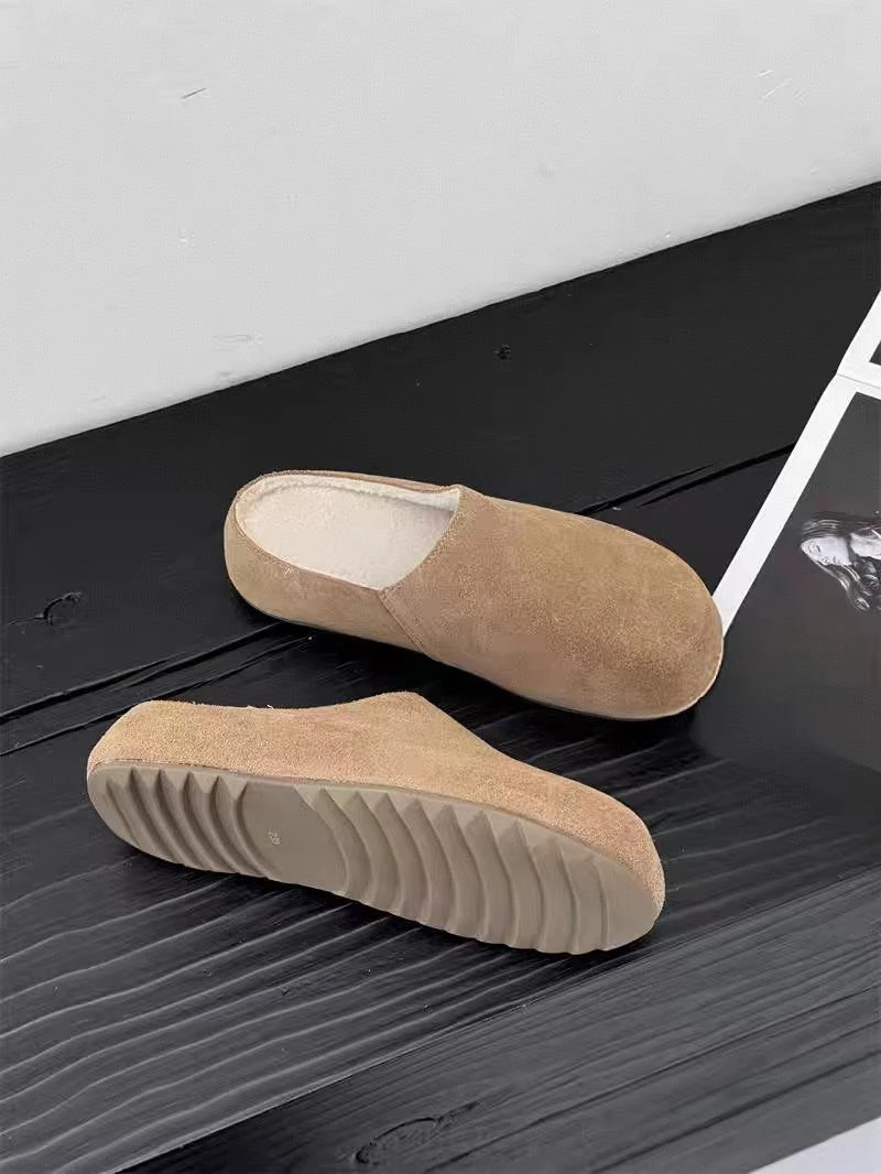 2025冬季新款软底保暖懒人勃肯休闲拖鞋加绒包头半拖鞋女8055