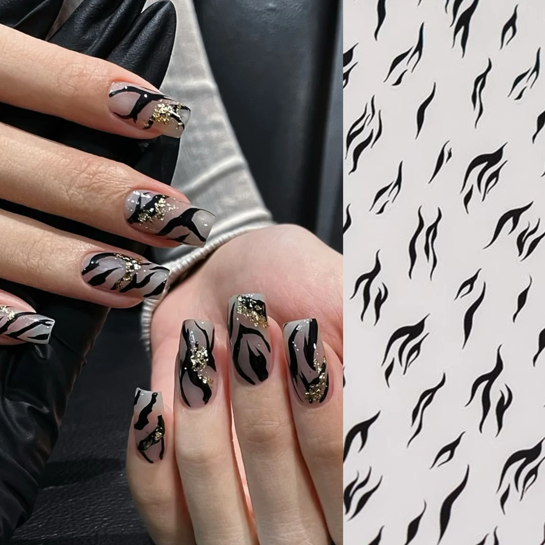 网红爆款甜酷豹纹斑马纹美甲贴纸ins风辣妹薄韧背胶指甲贴花批发