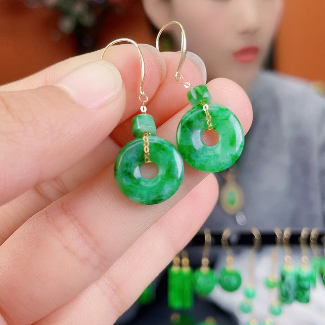 翡翠18K金镶嵌耳饰