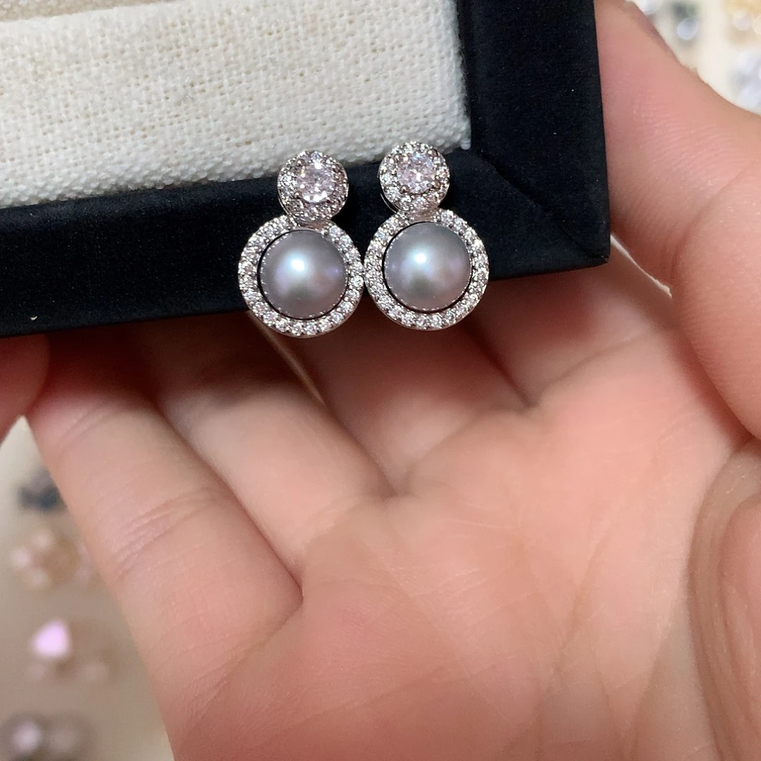 淡水珍珠耳饰合金