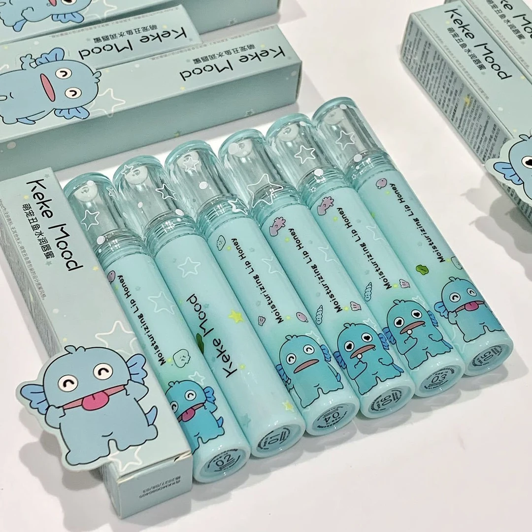 萌宠丑鱼水润水光镜面纯欲唇釉成膜滋润显白唇部精华裸色唇蜜学生