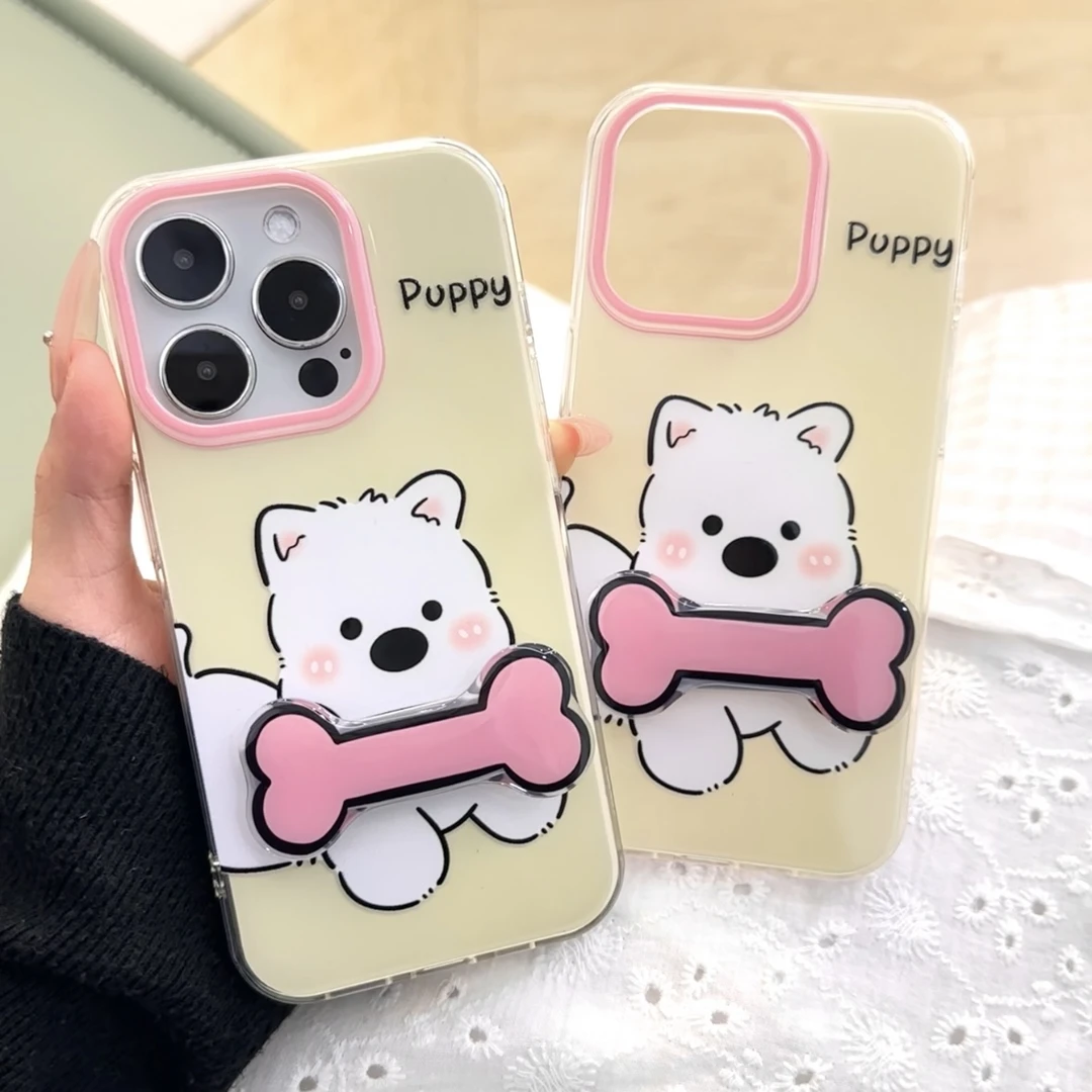雅天立可爱骨头小狗适用iPhone16/15苹果手机壳华为vivo小米oppo