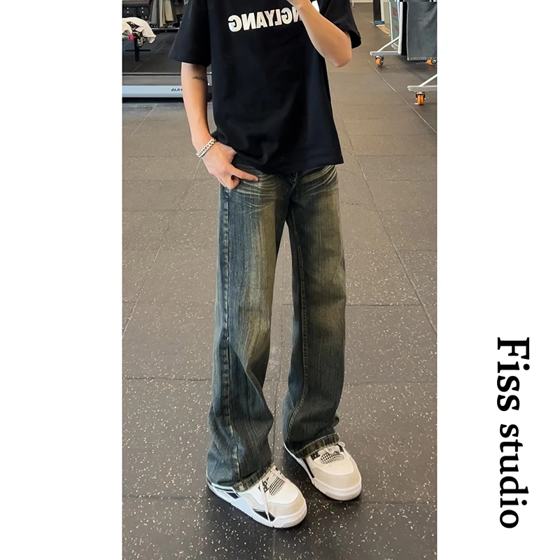 2025春夏新款Cleanfit美式复古牛仔裤做旧直筒宽松男女款情侣裤子