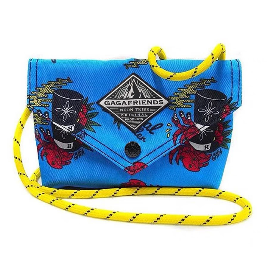 泰国潮牌迷你涂鸦系列螃蟹先生蓝色嘻哈街头斜挎手机袋时尚小包包