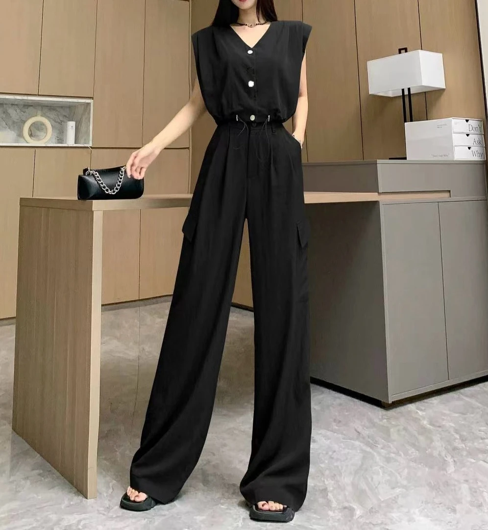 549【两件套】复古港风时尚工装飞飞袖设计款百搭显瘦套装（ZJ01）