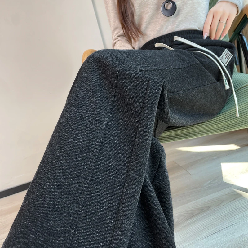 窄版阔腿裤女直筒春秋休闲糯米面料高腰垂感显瘦拖地2025新款冬季